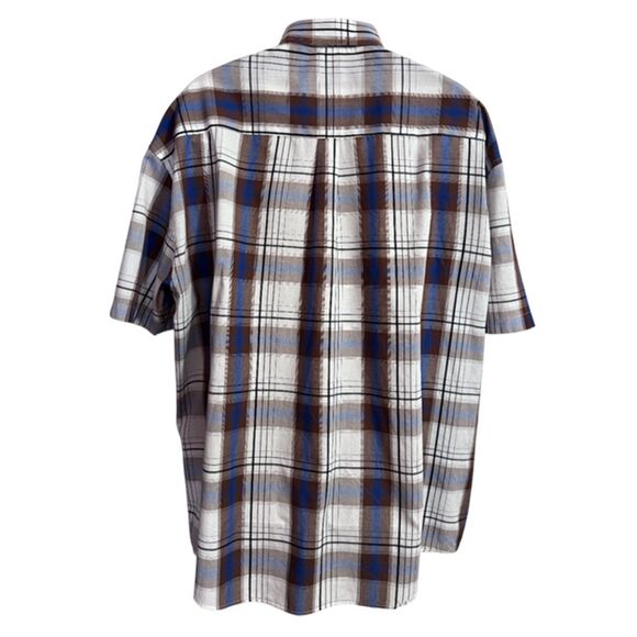 Gioberti Brown, Blue & White Plaid Short Sleeve Button Down Shirt Size XXL - Picture 4 of 11